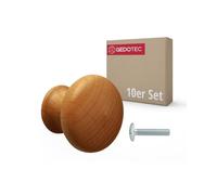 Gedotec Ursula Confezione da 10 pomelli per mobili in legno di ciliegio Ø 35 mm con inserto filettato in ottone M4 x 25 mm | Pomello in legno massiccio Maniglia per mobili Maniglia per armadio