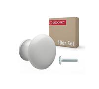 Gedotec URSULA - Pomelli per mobili in legno laccato bianco, Ø 35 mm, con inserto filettato in ottone, vite M4 x 25 mm, in legno massello