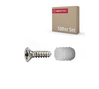 Gedotec Viti di fissaggio e tasselli | diametro foro 8 mm | 100 pezzi | viti da 3,5 x 12 mm e tasselli da 10,8 mm in plastica | fissaggio per cerniere a tazza mobili, cerniere per asta, cerniera porta