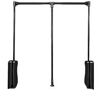 Gedotec Wardrobelift - Appendiabiti regolabile, 1 asta appendiabiti pieghevole, colore: nero, larghezza regolabile, 930-1250 mm