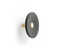 Gedotec ZOOT 7001 - Gancio appendiabiti da parete, in alluminio, 1 pezzo, diametro 120 mm, in ottone + legno nero, gancio per avvitare, gancio da parete