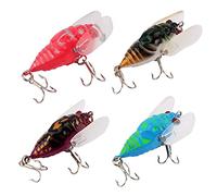 Gedourain 4 Pezzi Nuova Attrezzatura da Pesca 4cm 6.4g Esca da Pesca Artificiale Esca per Spigola Testa di Serpente Cicala Insetto Wobblers Esche D'acqua Dolce