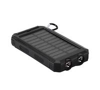 Gedourain Mobile Power Bank, IP6 Impermeabile Ecologico Solar Power Bank Leggero 10000mAh con Bussola per Outdoor(Nero+Nero)