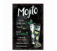 GEDSING Targa in metallo con ricette Mojito per bar, pub, casa, vintage, retrò, poster per casa, cucina, bar, caffetteria, 30,5 x 20,3 cm