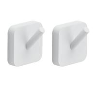 Gedy | 2 Appendiabiti da Parete Tonga in Acciaio Inox e Cromall, Appendi Accappatoio Fissabile con Viti Incluse o Biadesivo, Bianco Matt, 4,9x3,1x4,7cm