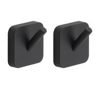 Gedy | 2 Appendiabiti da Parete Tonga in Acciaio Inox e Cromall, Appendi Accappatoio Fissabile con Viti Incluse o Biadesivo, Nero Matt, 4,9x3,1x4,7cm