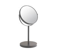 Gedy Anna Specchio Ingranditore 5X da Tavolo, Specchio Ingranditore da Trucco Bifacciale Professionale, Realizzato in Metallo Finitura Gun Metal, Diametro Specchio 16,3 cm Girevole a 360°