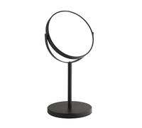 GEDY Anna, Specchio Ingranditore e Non, Fattore di Ingrandimento 5x Bifacciale, da Tavolo, Senza Luce, Realizzato in Metallo Finitura Nero Opaco, Diametro Specchio 16,3 cm Girevole a 360°