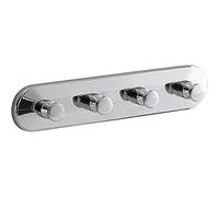 Gedy Appendiabiti da parete multiplo cromato, Misure e peso: 4X20X3,1 CM & 0,18 KG, Appendi asciugamani bagno realizzato in acciaio inox, Design R&S, Taglia Unica