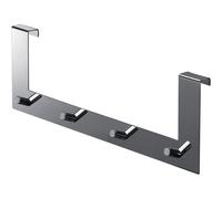 GEDY Appendiabiti da porta o mobiletto multiplo cromato, Battente 40CM, Misure e peso prodotto: 40X7,2X5,4 CM & 0,39 KG, Appendi accappatoio bagno in acciaio inox, Design R&S Gedy, 2 anni di garanzia