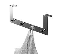 GEDY Appendiabiti da porta o mobiletto multiplo cromato, Battente 40CM, Misure e peso prodotto: 40X7,2X12,2 CM & 0,42KG, Appendi accappatoio bagno in acciaio inox, Design R&S Gedy, 2 anni di garanzia