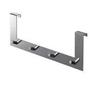 GEDY Appendiabiti da porta o mobiletto multiplo cromato, Battente 40CM, Misure e peso prodotto: 40X7,2X5,4 CM & 0,39 KG, Appendi accappatoio bagno in acciaio inox, Design R&S Gedy, 2 anni di garanzia