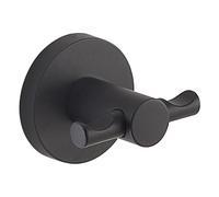 Gedy FELCE PLUS Appendiasciugamani bagno doppio, Acciaio inossidabile, Nero opaco, 6,5 x 5,5 x 5,6, Adesivo