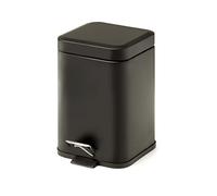 Gedy | Argenta Cestino Bagno Quadrato in Acciaio Inox, Finitura Nera, Capacità 3 litri, Dimensioni 16, 5 x 21,5 x 25 cm e Peso 0,76 kg
