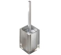 Gedy Argento, Auckland, Misure e Peso: 37,5X9,8X9,8 CM & 0,855 kg, Realizzato in Resina Trasparente di Alta qualità, Scopino per WC Design di R&S, Fatto a Mano, 2 Anni di Garanzia, Unica