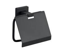 Gedy ATENA Porta rotolo carta igienica bagno con coperchio, nero opaco, acciaio inossidabile, 13 x 5,3 x 11,3