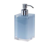 Gedy Auckland Dosasapone Bagno Celeste, Misure: 16,2X7X7 CM, capacità 210 ml, Dispenser Sapone Bagno in Resina Trasparente di Alta qualità, Design R&S, Fatto a Mano, 2 Anni di Garanzia