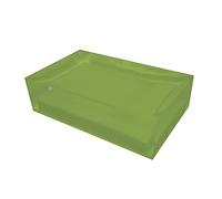 Gedy Auckland Porta saponetta, Misure e Peso: 3X11X7 CM & 0,15 kg, Porta Sapone Solido in Resina Trasparente di Alta qualità, Finitura Verde Acido, Design R&S, Fatto a Mano, 2 Anni di Garanzia