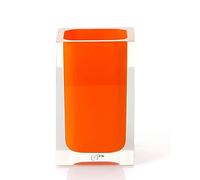 Gedy Auckland Portaspazzolini da Bagno Arancio, Misure e Peso: 11X7,2X7,2 CM & 0,29 kg, Portaspazzolini in Resina Trasparente di Alta qualità, Design R&S, Fatto a Mano, 2 Anni di Garanzia