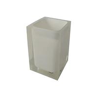 Gedy Bianco Auckland Bagno, Misure e Peso: 11X7,2X7,2 CM & 0,29 kg, Portaspazzolini in Resina Trasparente di Alta qualità, Design R&S, Fatto a Mano, 2 Anni di Garanzia, Unica