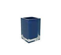 Gedy Auckland Portaspazzolini da Bagno Blu, Misure e Peso: 11X7,2X7,2 CM & 0,29 kg, Portaspazzolini in Resina Trasparente di Alta qualità, Design R&S, Fatto a Mano, 2 Anni di Garanzia