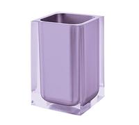Gedy Auckland Portaspazzolini da Bagno Lilla, Misure e Peso: 11X7,2X7,2 CM & 0,29 kg, Portaspazzolini in Resina Trasparente di Alta qualità, Design R&S, Fatto a Mano, 2 Anni di Garanzia
