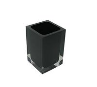Gedy Auckland Portaspazzolini da Bagno Nero, Misure e Peso: 11X7,2X7,2 CM & 0,29 kg, Portaspazzolini in Resina Trasparente di Alta qualità, Design R&S, Fatto a Mano, 2 Anni di Garanzia