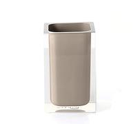 Gedy Auckland Portaspazzolini da Bagno Tortora Chiaro, Misure e Peso: 11X7,2X7,2 CM & 0,29 kg, Portaspazzolini in Resina Trasparente di Alta qualità, Design R&S, Fatto a Mano, 2 Anni Garanzia