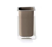 Gedy Auckland Portaspazzolini da Bagno Tortora, Misure e Peso: 11X7,2X7,2 CM & 0,29 kg, Portaspazzolini in Resina Trasparente di Alta qualità, Design R&S, Fatto a Mano, 2 Anni di Garanzia