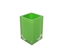 Gedy Verde Acido, Auckland Bagno, Misure e Peso: 11X7,2X7,2 CM & 0,29 kg, Portaspazzolini in Resina Trasparente di Alta qualità, Design R&S, Fatto a Mano, 2 Anni di Garanzia, Unica