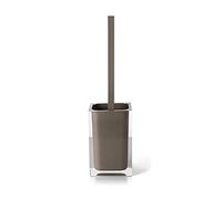 Gedy Auckland Scopino WC Tortora, Misure e Peso: 37,5X9,8X9,8 CM & 0,855 kg, Realizzato in Resina Trasparente di Alta qualità, Scopino per WC Design di R&S, Fatto a Mano, 2 Anni di Garanzia
