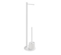 Gedy, Bianco, G-Mammolo, Colonna Porta Rotolo + scopino Bagno, Set per WC in Acciaio Inox, Misure 78.5X20X20 cm, Design R&S, Alluminio, 20x20x78 cm