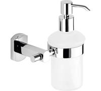 GEDY Dispenser Sapone da Parete Portasapone Liquido in Vetro Satinato con Erogatore in Metallo colore Cromo - EP81/131 Serie G-Edera Plus