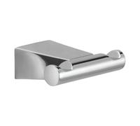 Gedy | Doppio Appendiabiti da Parete Bagno Tonale in Acciaio Inox e Cromall, Appendi Asciugamani Fissabile con Viti Incluse, Cromato, 2,4x7,6x5,8cm