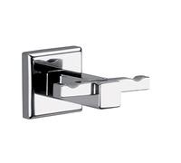 Gedy | Doppio Appendiabiti da Parete Colorado in Acciaio Inox e Cromall, Appendi Accappatoio Fissabile con Viti Incluse o Colla, Peso Supportato 7 kg, 4,2x6,5x6cm