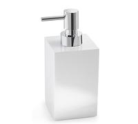 Gedy Bianco, G-Bangkok Dosasapone, Misure e Peso: 17,3X7,3X8,4 CM & 0,365 kg, capacità 250 ml, Dispenser Sapone Bagno in Resina e Sabbia, Design R&S, 2 Anni di Garanzia, Unica
