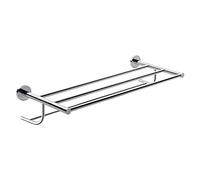 Gedy G-Giacarta, Mensola Bagno Doppia, Colore Cromato Supporto a Parete in Acciaio Inox® con contenitori in Vetro Satinato, 10 Anni di Garanzia, Design: R&S, Misure 11,2 x 61,5 x 26,3 cm