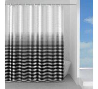 Gedy G-Ipnosi Tenda Doccia, Tenda Doccia 120X200, Realizzata in PES, 100% Impermeabile, Finitura Bianco e Nero, Design R&S, Tenda per Doccia provvista di 12 Anelli, 2 Anni di Garanzia