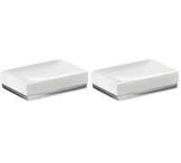 Gedy G-Lucy Porta Sapone Bianco, Componenti Realizzati in Ceramica, Garanzia 2 Anni, Misure 3X12X8,2 CM e Peso 0,242 kg, Design R&S, 2 Anni di Garanzia (Confezione da 2)