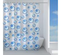 Gedy 180x200, Azzurra, G-Orbita, Realizzata in Tessuto peva, Finitura, Design R&S, Tenda per Doccia provvista di 12 Anelli, 2 Anni di Garanzia