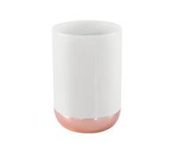 Gedy G-Rita Portaspazzolini da Bagno, Misure e Peso: 10,5X7X7 CM & 0,272 kg, Porta dentifricio e spazzolino in Ceramica, Finitura Bianca, Design R&S, 2 Anni di Garanzia