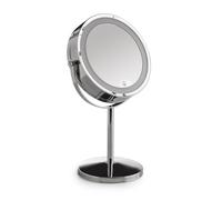 GEDY Gemma, Specchio Ingranditore e Non, Fattore di Ingrandimento 5x Bifacciale, da Tavolo, Luce Led Dimmerabile con Accensione Touch, Realizzato in Metallo Finitura Cromato, Diametro Specchio 13,5 cm