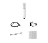 Gedy High Pro Plus 00 Finitura Cromata, Set Doccia ad Incasso a Scomparsa, Kit Doccia con Soffione Doccia Quadrato 25x25cm, Doccino per Doccia, Braccio Doccia, Flessibile Antitorsione e Presa Acqua