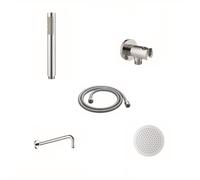 Gedy High Pro Plus 01 Finitura Cromata, Set Doccia ad Incasso a Scomparsa, Kit Doccia con Soffione Doccia Rotondo Ø25cm, Doccino per Doccia, Braccio Doccia, Flessibile Antitorsione e Presa Acqua