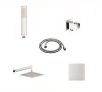 Gedy High Pro Plus 08 Finitura Cromata, Set Doccia ad Incasso a Scomparsa, Kit Doccia con Soffione Doccia Quadrato 30x30cm, Doccino per Doccia, Braccio Doccia, Flessibile Antitorsione e Presa Acqua