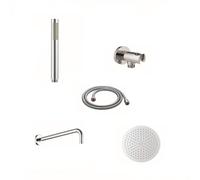 Gedy High Pro Plus 09 Finitura Cromata, Set Doccia ad Incasso a Scomparsa, Kit Doccia con Soffione Doccia Rotondo Ø30cm, Doccino per Doccia, Braccio Doccia, Flessibile Antitorsione e Presa Acqua