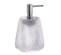 Gedy Irina Dispenser Sapone Bagno in Resina Trasparente Bianca | Dosasapone d'Appoggio Realizzato in Resina Trasparente Bianca con Pompetta in ABS Cromato, Capacità Contenitore 145 ml