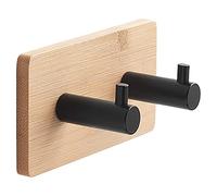 Gedy | Juncos Bamboom Appendiabiti Doppio e Quadrato, Colore Nero, Dimensioni 5 x 10 x 3,8 cm e Peso 0,07 kg