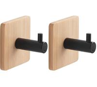 Gedy | Juncos Bamboom Appendiabiti Singolo e Quadrato, Colore Nero, Dimensioni 5 x 5 x 3,8 cm e Peso 0,035 kg (Confezione da 2)