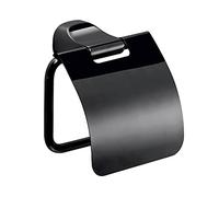 Gedy Krabi, Porta Carta igienica Coperto, Finitura Nera, Misure 12 x 13,7 x 5,3 cm e Peso 0,27 kg, Porta Rotolo in Acciaio Inox e Cromall®, 2 Anni di Garanzia, Design R&S